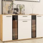 Komoda Salsa trzydrzwiowa z szufladą biała/dąb artisan