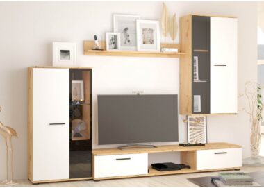 Nowoczesna meblościanka Salsa dąb artisan z białym