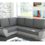 Narożnik z funkcją spania Fly L lewy z pojemnikiem na pościel szaro-szary plusz