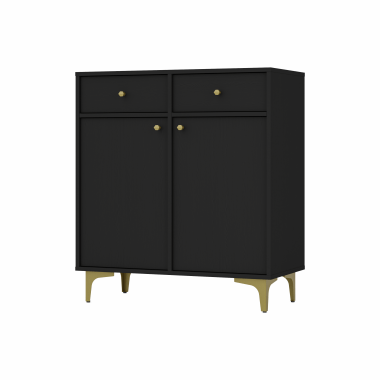 Komoda Tokyo dwudrzwiowa z szufladami czarny grafit