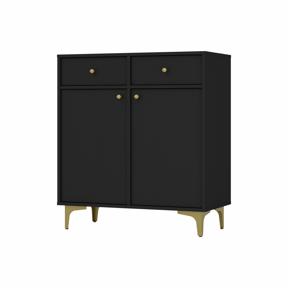 Komoda Tokyo dwudrzwiowa z szufladami czarny grafit