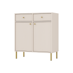 Komoda Tokyo dwudrzwiowa z szufladami na prostych nóżkach beż piaskowy