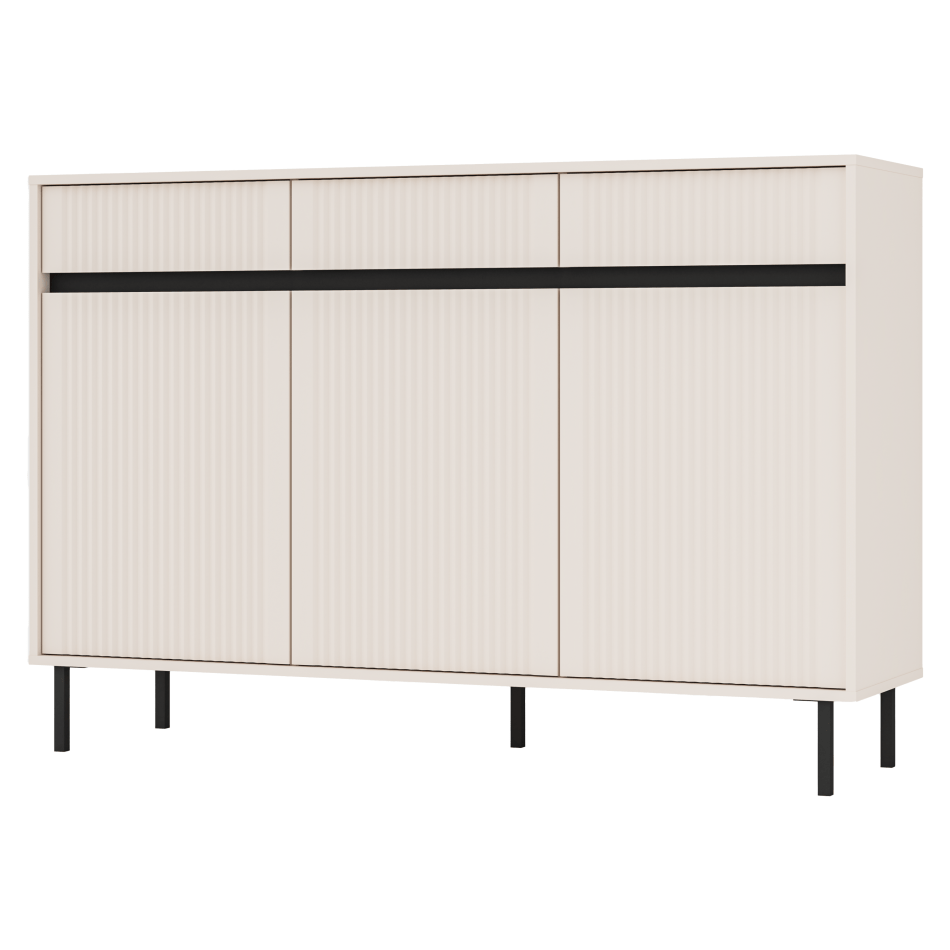 Komoda Osaka trzydrzwiowa z szufladami beż piaskowy