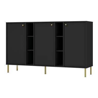 Komoda Tokyo trzydrzwiowa na prostych nóżkach czarny grafit