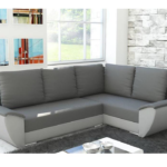 Narożnik z funkcją spania Fly L prawy z pojemnikiem na pościel szaro-szary plusz