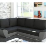 Narożnik z funkcją spania Fly L lewy z pojemnikiem na pościel czarno-szary plusz