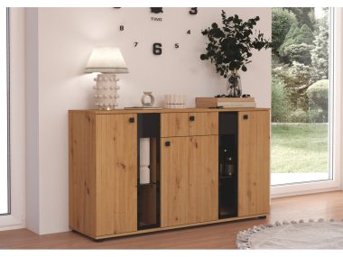 Komoda Salsa trzydrzwiowa z szufladą dąb artisan