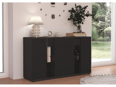 Komoda Salsa trzydrzwiowa z szufladą czarna