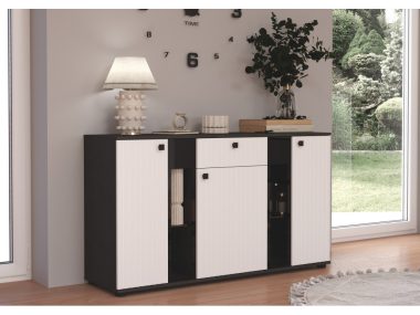 Komoda Salsa trzydrzwiowa z szufladą biało-czarna