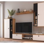 Nowoczesna meblościanka biała/dąb artisan Salsa Lamele