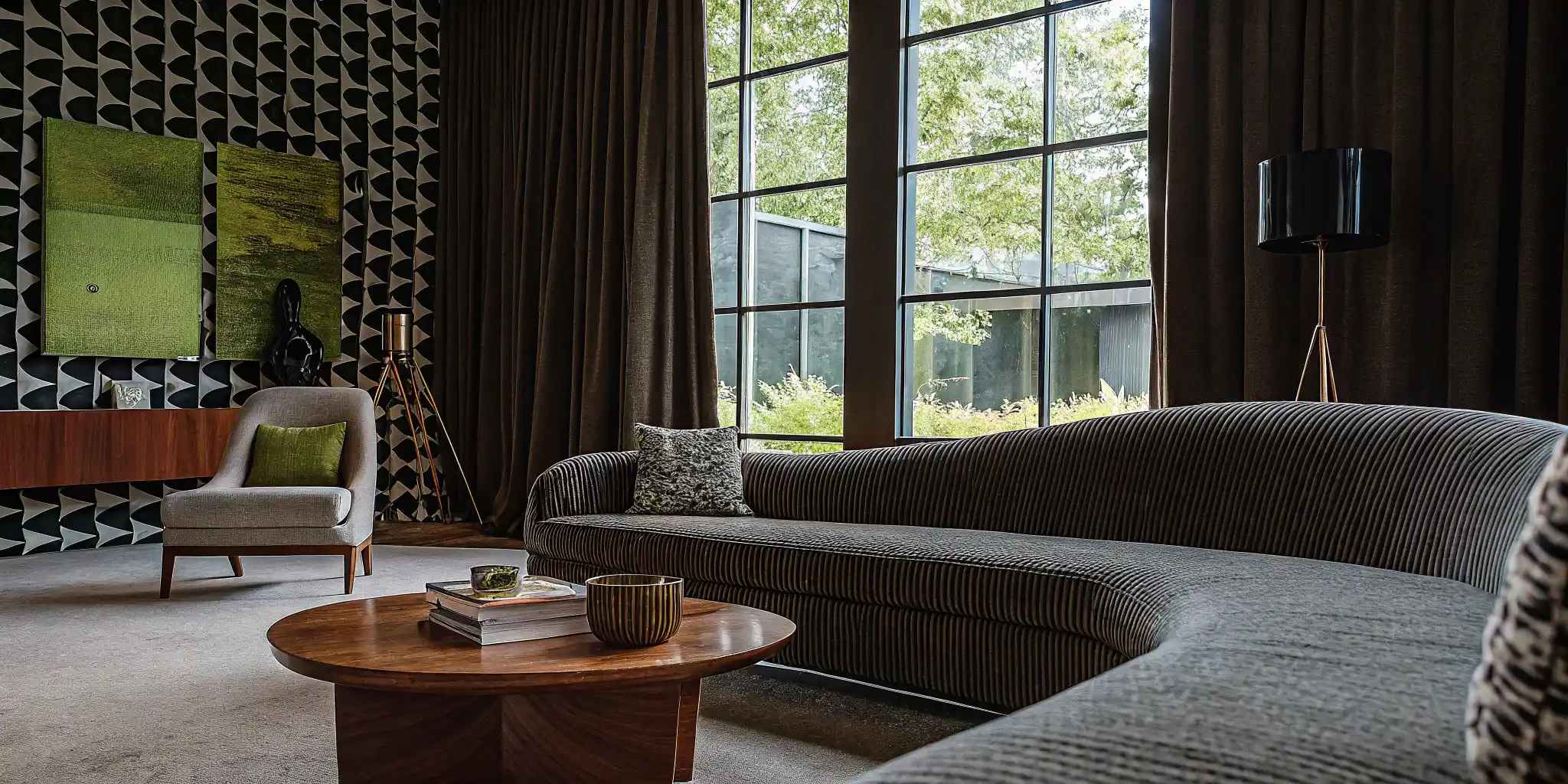 Salon w stylu mid century modern