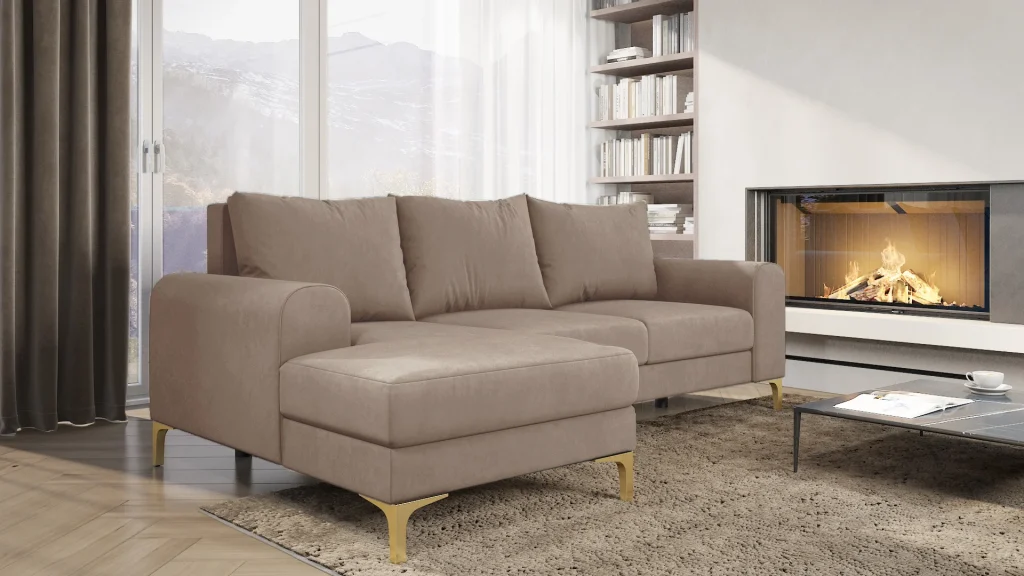 Narożnik taupe w salonie