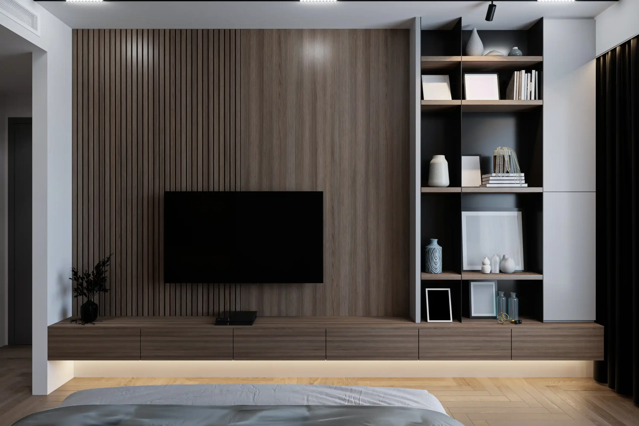 Ściana telewizyjna w zabudowie meblowej