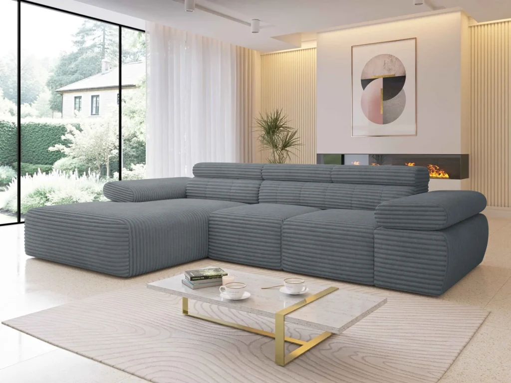 Duży narożnik L z elektrycznym rozkładaniem