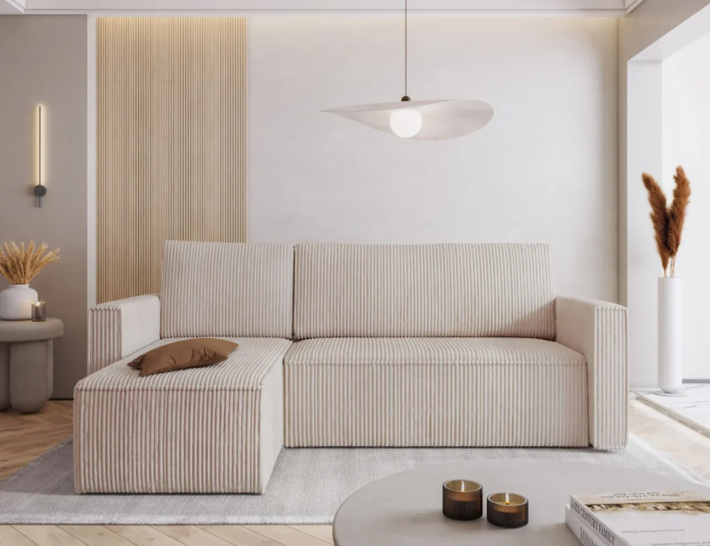 Jasna rogówka L w tkaninie gruby sztruks