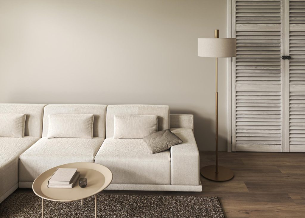 Beżowe kolory ścian w salonie