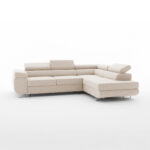 Narożnik z funkcją spania Avesta prawy L-kształtny z pojemnikiem na pościel kremowa plecionka