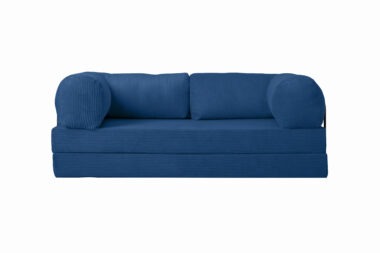 Kanapa piankowa Foamy z funkcją spania niebieski sztruks