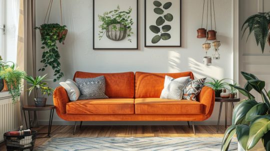 Ruda kanapa w salonie – jakie kolory i dodatki wybrać?