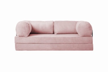 Kanapa piankowa Foamy z funkcją spania jasnoróżowy sztruks