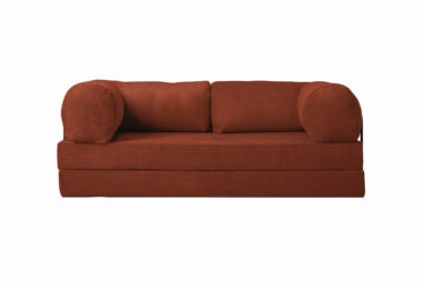 Kanapa piankowa Foamy z funkcją spania rudy sztruks