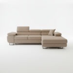 Narożnik z funkcją spania Astorp L prawy z pojemnikiem na pościel beżowy boucle