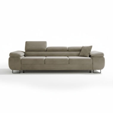 Kanapa z funkcją spania Astorp z regulowanymi zagłówkami beżowy sztruks