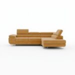 Narożnik z funkcją spania Astorp prawy L-kształtny z regulowanymi zagłówkami musztardowy sztruks