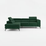 Narożnik z funkcją spania Balsta lewy L-kształtny z pojemnikiem na pościel butelkowa zieleń welur