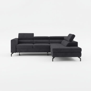 Narożnik z funkcją spania Balsta prawy L-kształtny z regulowanymi zagłówkami grafitowy welur