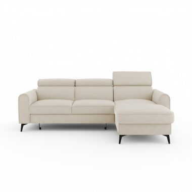 Narożnik z funkcją spania Bello uniwersalny L-kształtny z pojemnikiem na pościel beżowy szenil