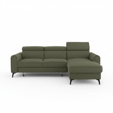 Narożnik z funkcją spania Bello uniwersalny L-kształtny z pojemnikiem na pościel oliwkowy szenil