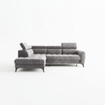 Narożnik z funkcją spania Bjorn L lewy z pojemnikiem na pościel szary welur