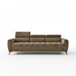 Kanapa z funkcją spania Bjorn z regulowanymi zagłówkami jasnobrązowy welur