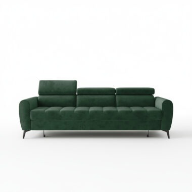 Kanapa z funkcją spania Bjorn z regulowanymi zagłówkami butelkowa zieleń welur