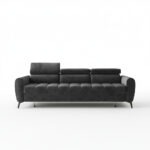 Kanapa z funkcją spania Bjorn z regulowanymi zagłówkami ciemnoszary welur