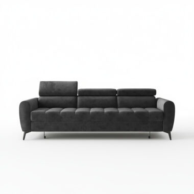 Kanapa z funkcją spania Bjorn z regulowanymi zagłówkami ciemnoszary welur