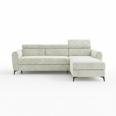 Narożnik z funkcją spania Bjorn uniwersalny L-kształtny z pojemnikiem na pościel kremowy sztruks