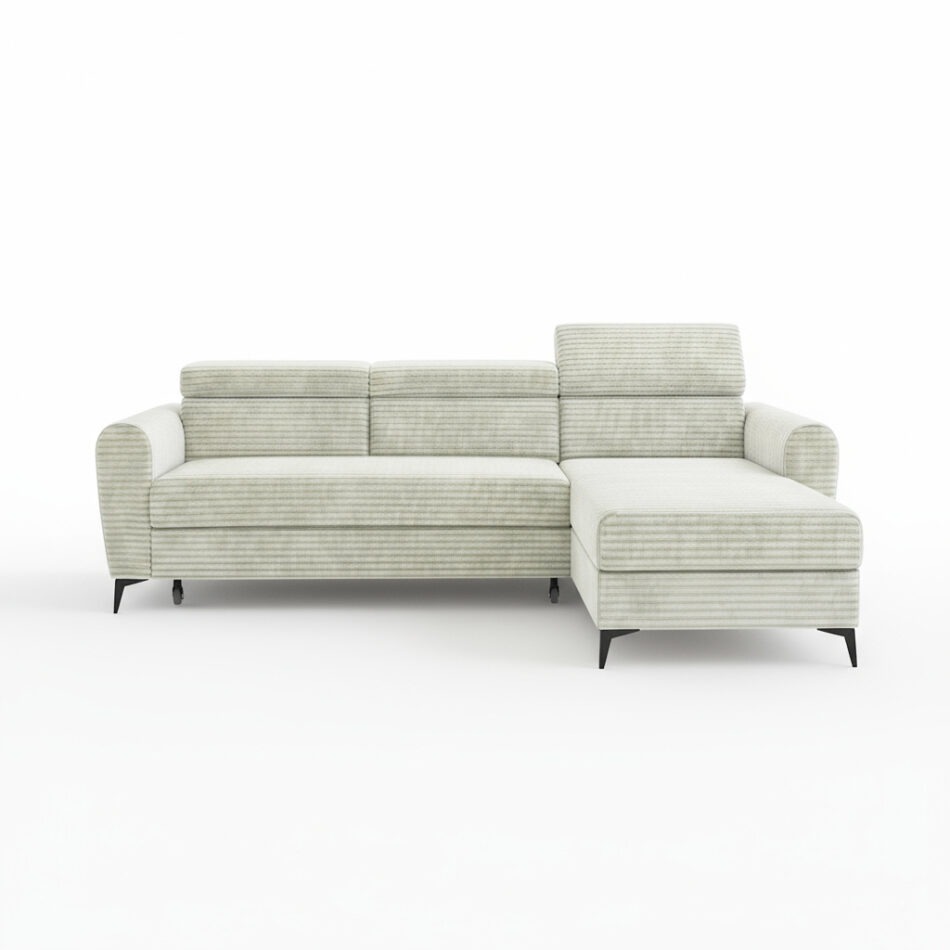 Narożnik z funkcją spania Bjorn uniwersalny L-kształtny z pojemnikiem na pościel kremowy sztruks