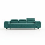 Kanapa z funkcją spania Flat z regulowanymi zagłówkami butelkowa zieleń welur