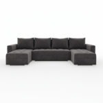 Narożnik z funkcją spania Forset U-kształtny z pojemnikiem na pościel ciemnoszary welur