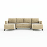 Narożnik z funkcją spania Jord U-kształtny z pojemnikiem na pościel beżowy welur