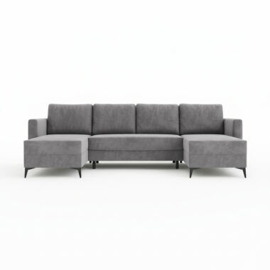 Narożnik z funkcją spania Jord U-kształtny z pojemnikiem na pościel szary welur