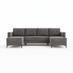 Narożnik z funkcją spania Jord U-kształtny z pojemnikiem na pościel ciemnoszary welur