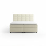 Łóżko kontynentalne Eris z pojemnikami na pościel kremowy welur