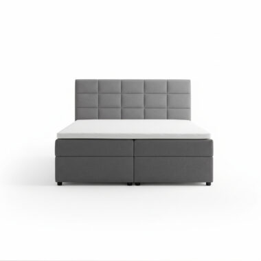 Łóżko kontynentalne Eris z pojemnikami na pościel szary welur
