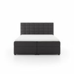 Łóżko kontynentalne Mio z tapicerowanym zagłówkiem grafitowy welur