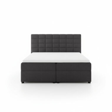 Łóżko kontynentalne Mio z tapicerowanym zagłówkiem grafitowy welur