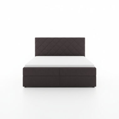 Łóżko kontynentalne Zori z pojemnikami na pościel grafitowy welur