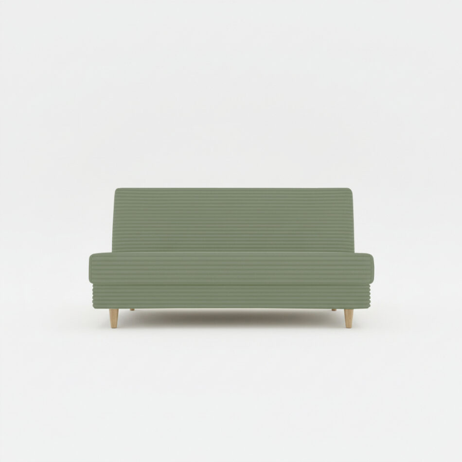 Wersalka z funkcją spania Luna z pojemnikiem na pościel zielony sztruks